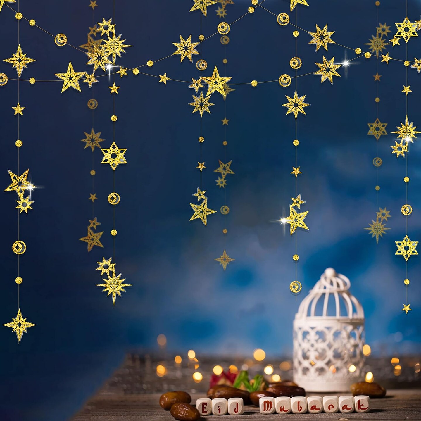 Cheerland Glitter Gold Star Garland Party Decoration