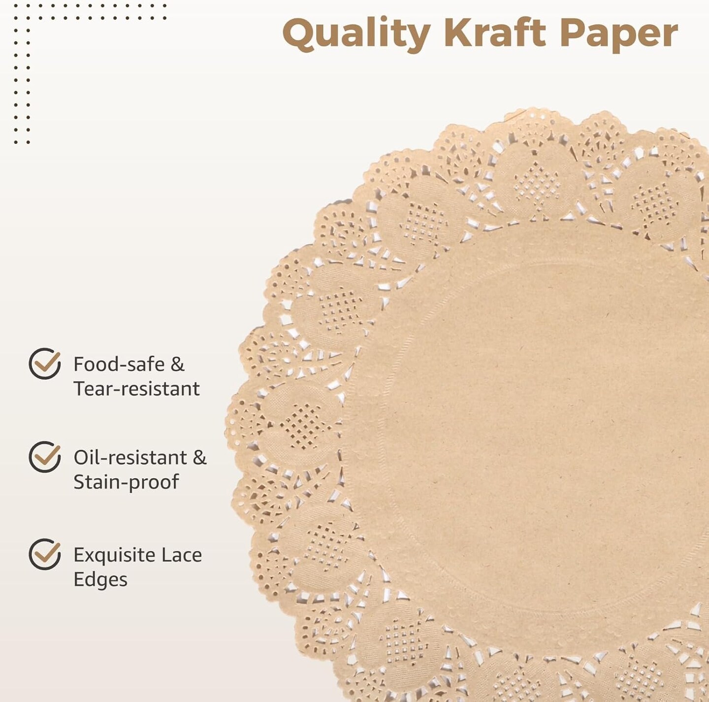 100 Pcs Round Paper Doilies, 13.5" Kraft Paper Placemats with Lace Edges, Disposable Decorative Place Mats, Paper Dining Table Pads