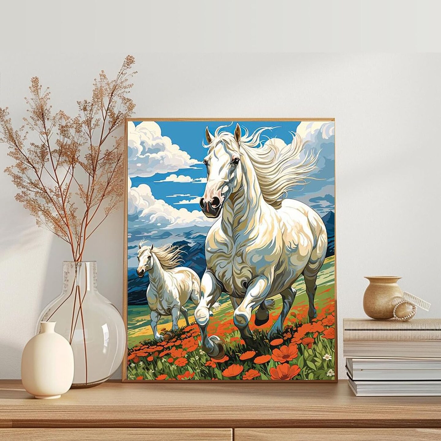 Paint by Numbers Kit for Adults Horse- Horses Adult Paint by Number Kits on Canvas, DIY Acrylic Oil Painting Kits for Wall Decoration
