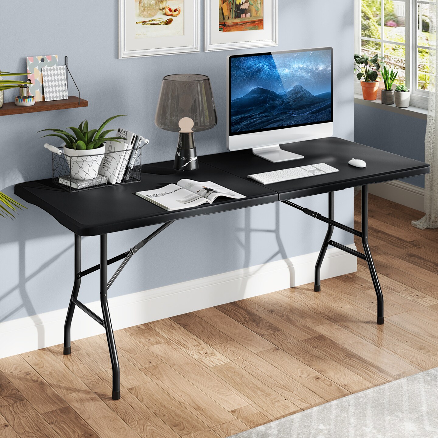 HDPE Folding Table with Metal Legs, Portable and Weatherproof