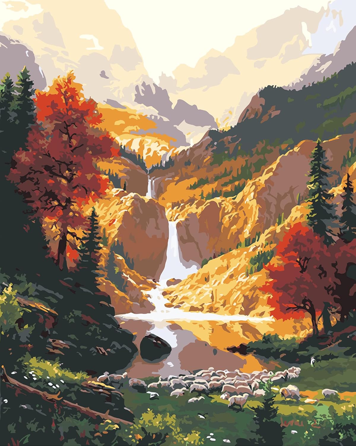 Paint by Number for Adults,Mountain Waterfall Paint by Numbers, Nature Scenery Paint by Number Kits,Suitable for Home Wall Decoration