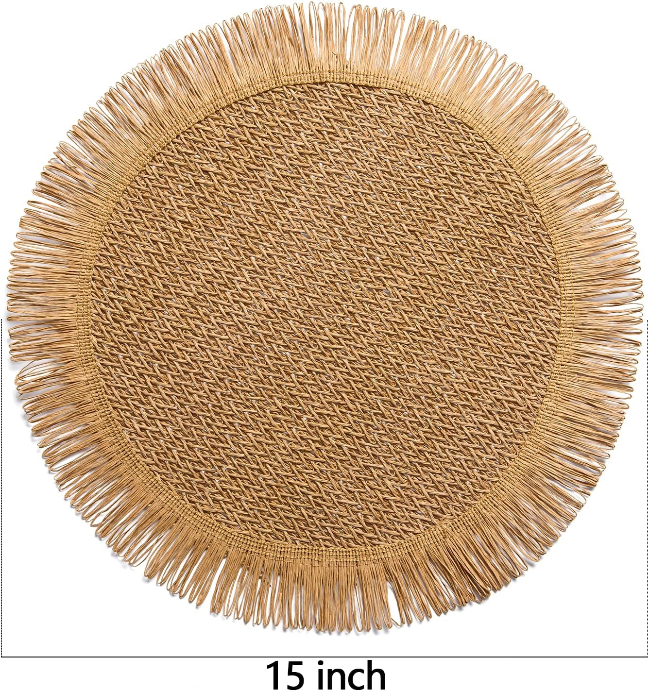 Paper Round Placemats Set of 12 for Dining Tables 15 Inch Heat Resistant Table Mats Handmade Natural Place mats for Farmhouse Table Decoration(Brown)