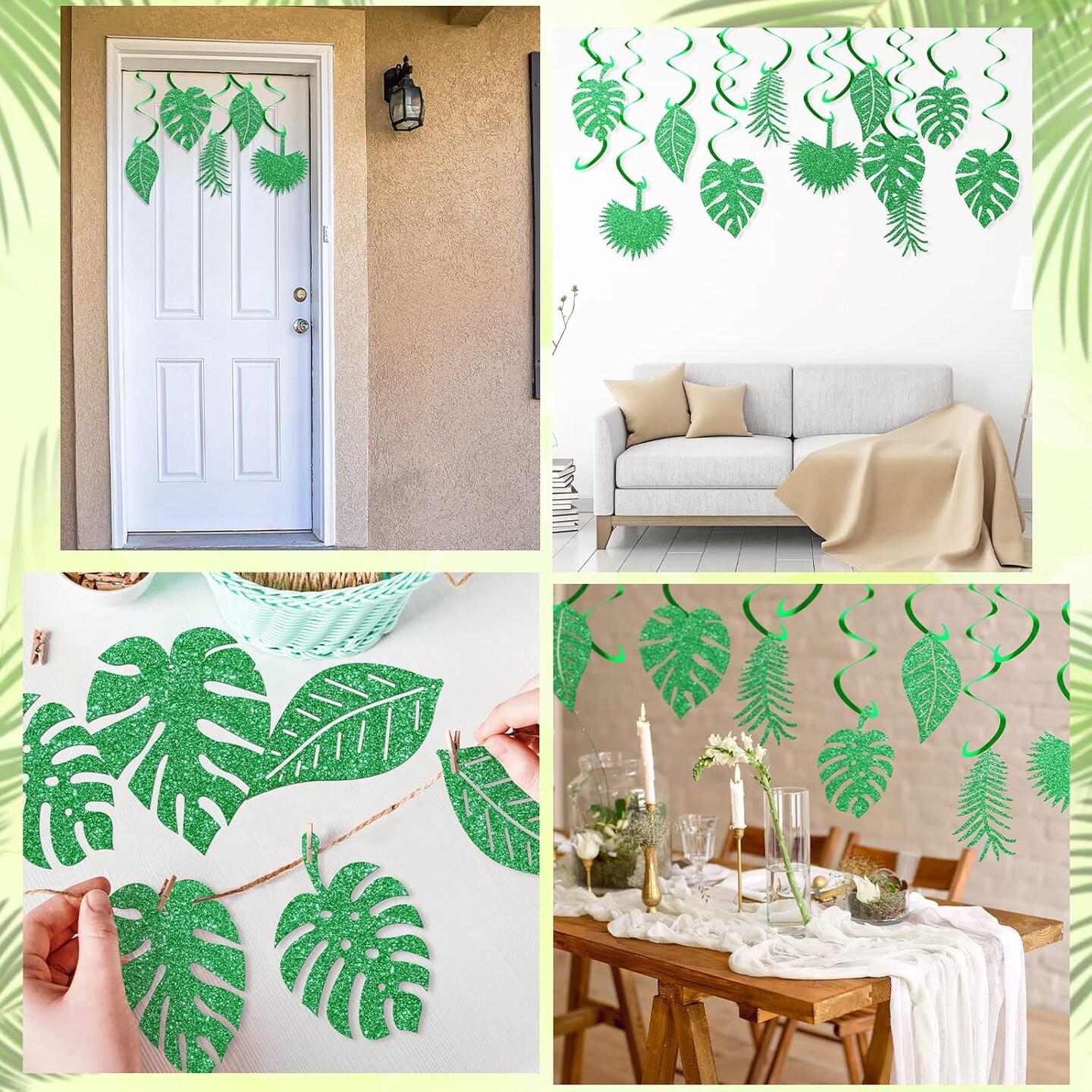 32 Pcs Hawaiian Luau Party Palm Leaves Swirl Party Decorations