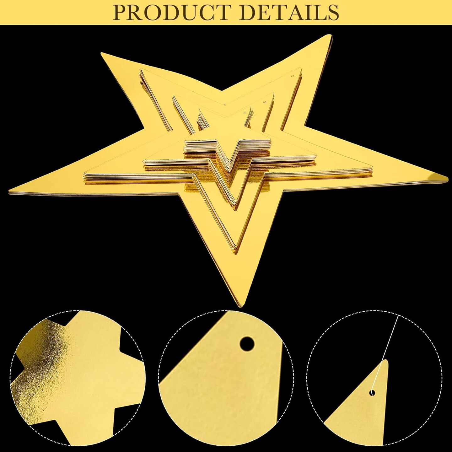 48 Pcs Gold Cardboard Stars Cutouts Party Decorations