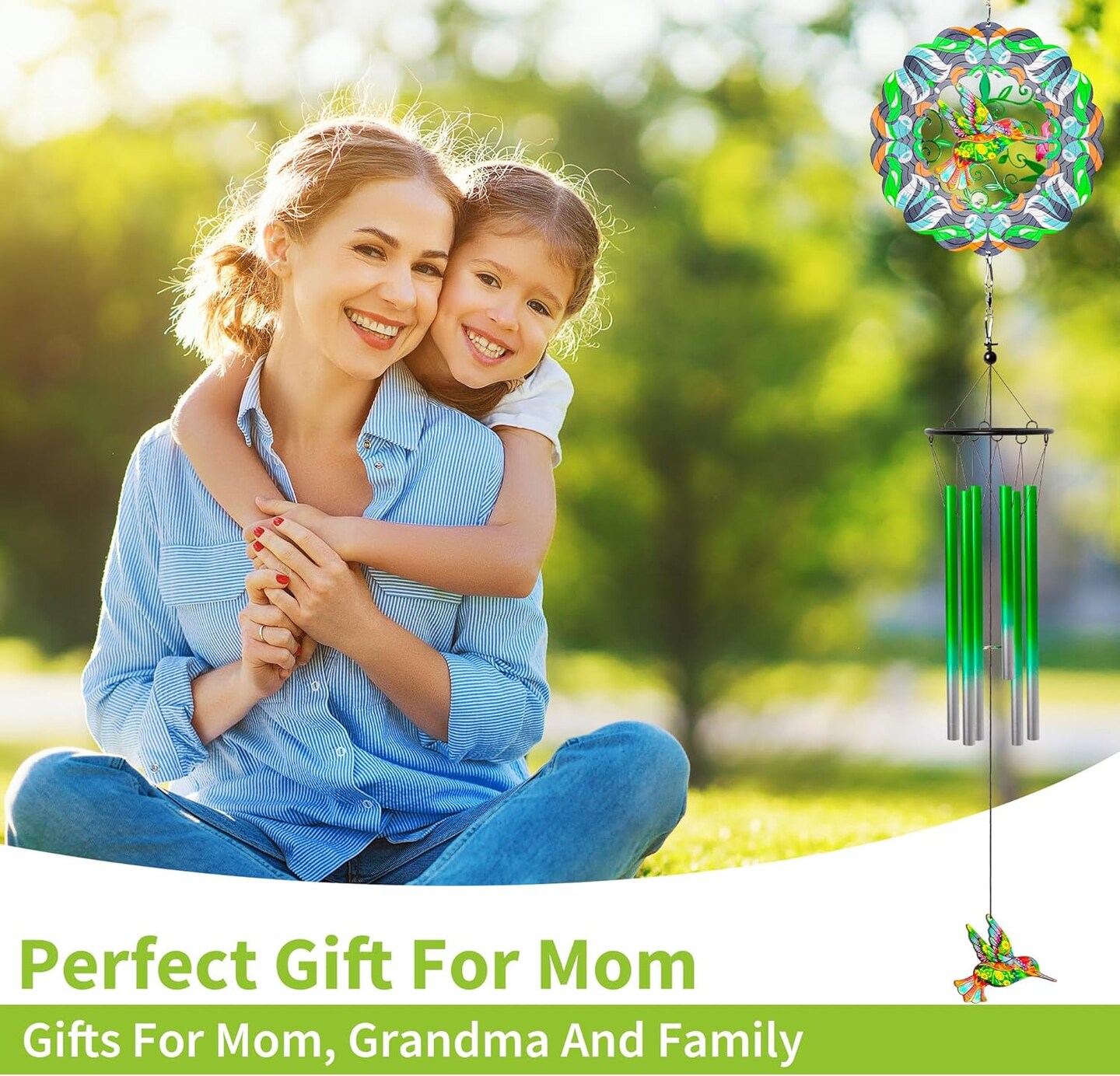 Decor Wind Chimes with Hummingbird Wind Spinner - Wind Chimes for Outside