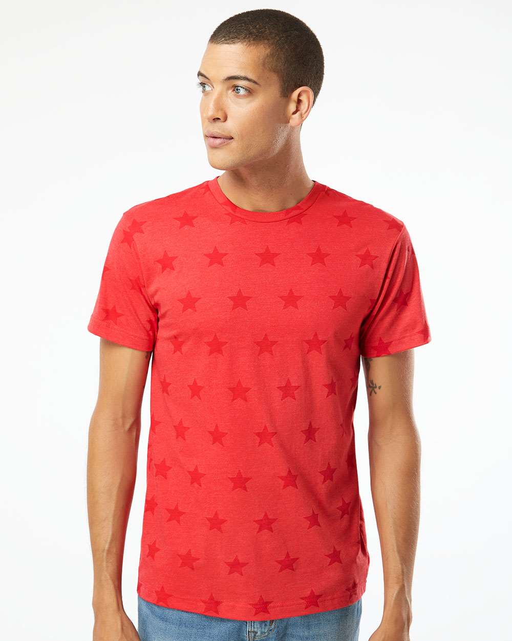 Men’s Star Print Crewneck T-Shirt for Casual, Street & Everyday Style Wear