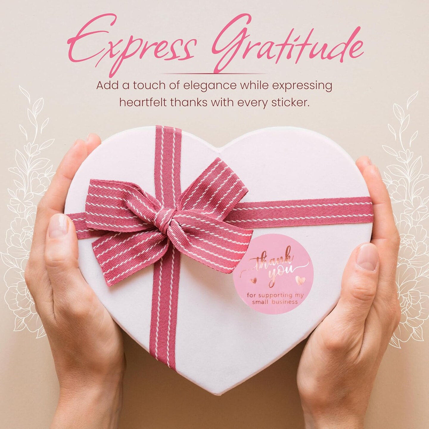 500 Pcs 1.5 Inch Pink and Rose Gold Thank You Stickers for Small Business