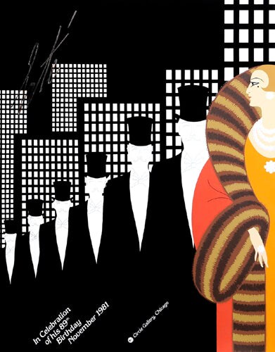 Erté Top Hats Birthday 1981 Art Print - Iconic Art Deco Wall Décor by Romain de Tirtoff