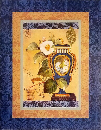 Porcelain Vase with Period Botanical Accents II by Elizabeth King Brownd Wall Art Décor 28 x 22 Art Print