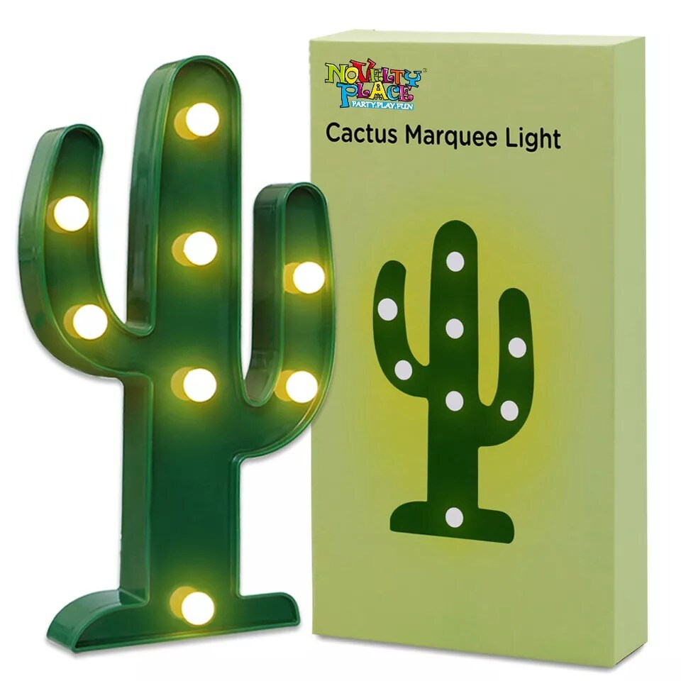 Novelty Place Designer Cactus Marquee Sign Lights Warm White LED Lamp