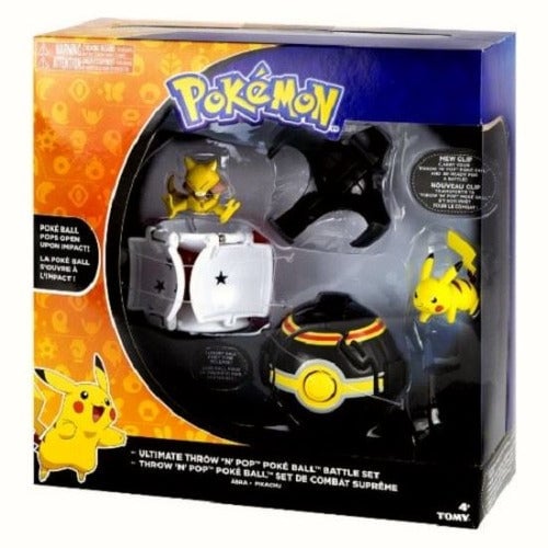 Action Figure Toy - Pokemon - Abra Vs Pikachu - Ultimate-Throw And Pop - Poke