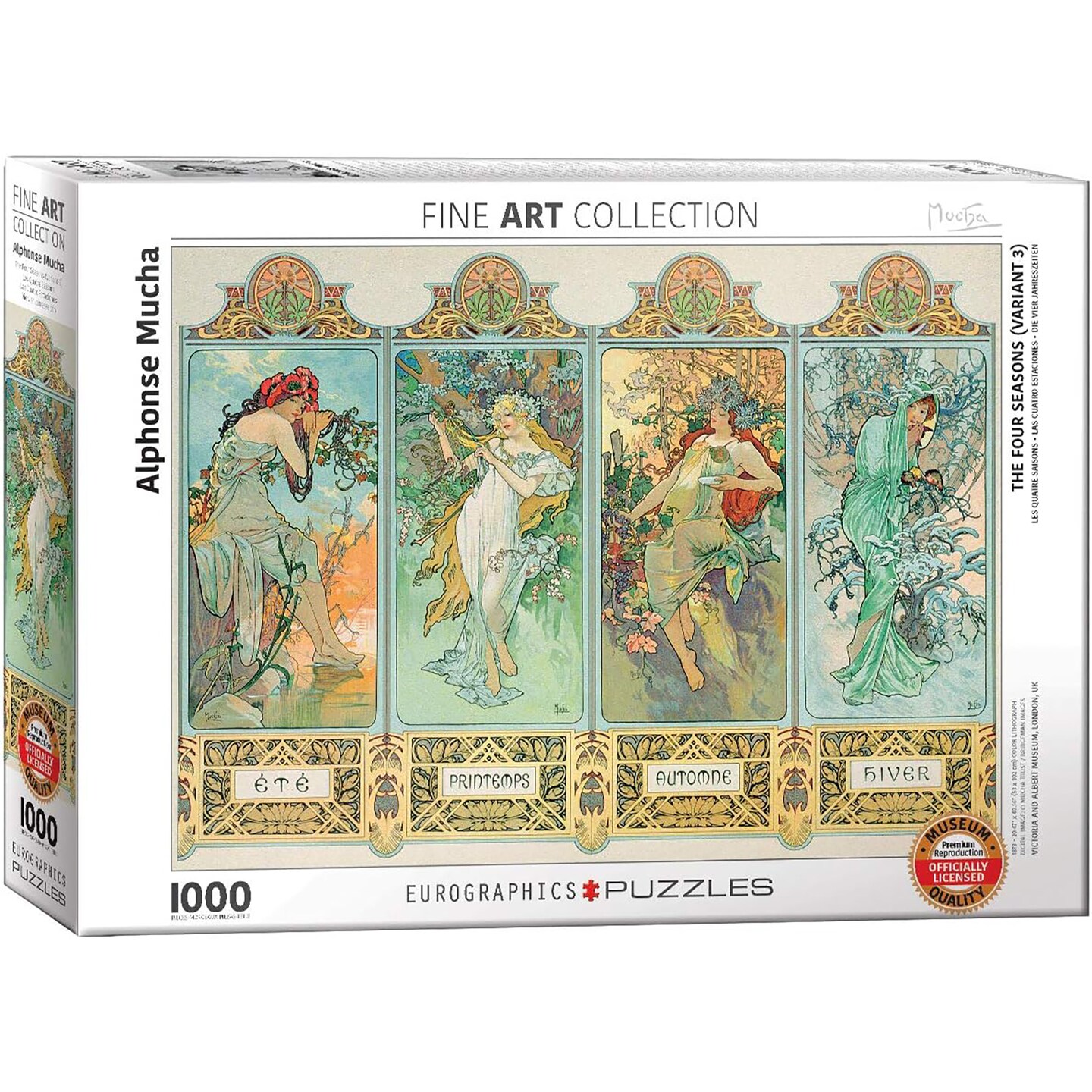 Eurographics: Four Seasons by Alphonse Maria Mucha - 1000 Piece Puzzle - Adult Jigsaw, 19.25&#x22; x 26.6&#x22; Assembled, Fine Art Print, Recycled Materials