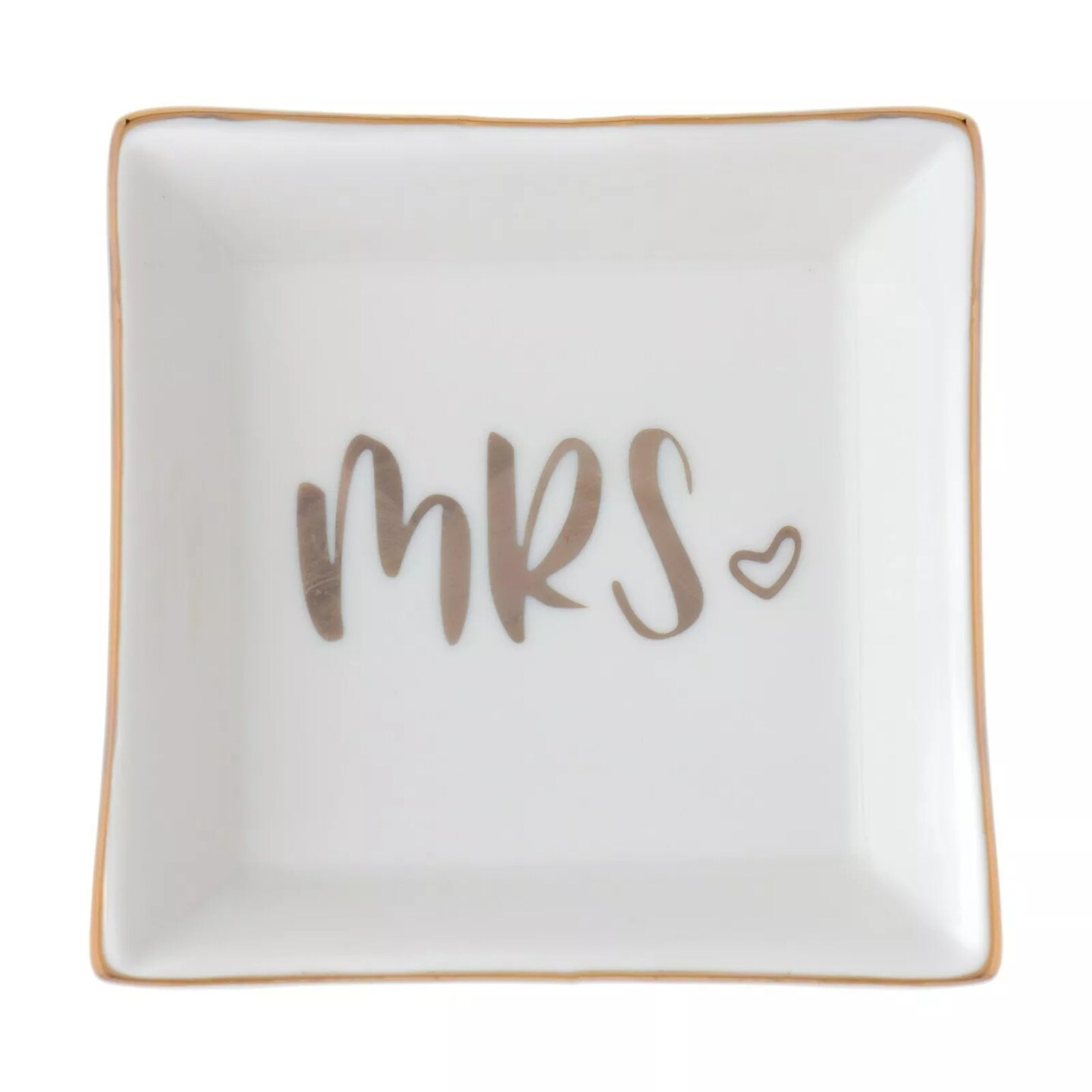 Mrs. Ring Dish, Ceramic Jewelry Holder Tray, Engagement Wedding Gift (Square)