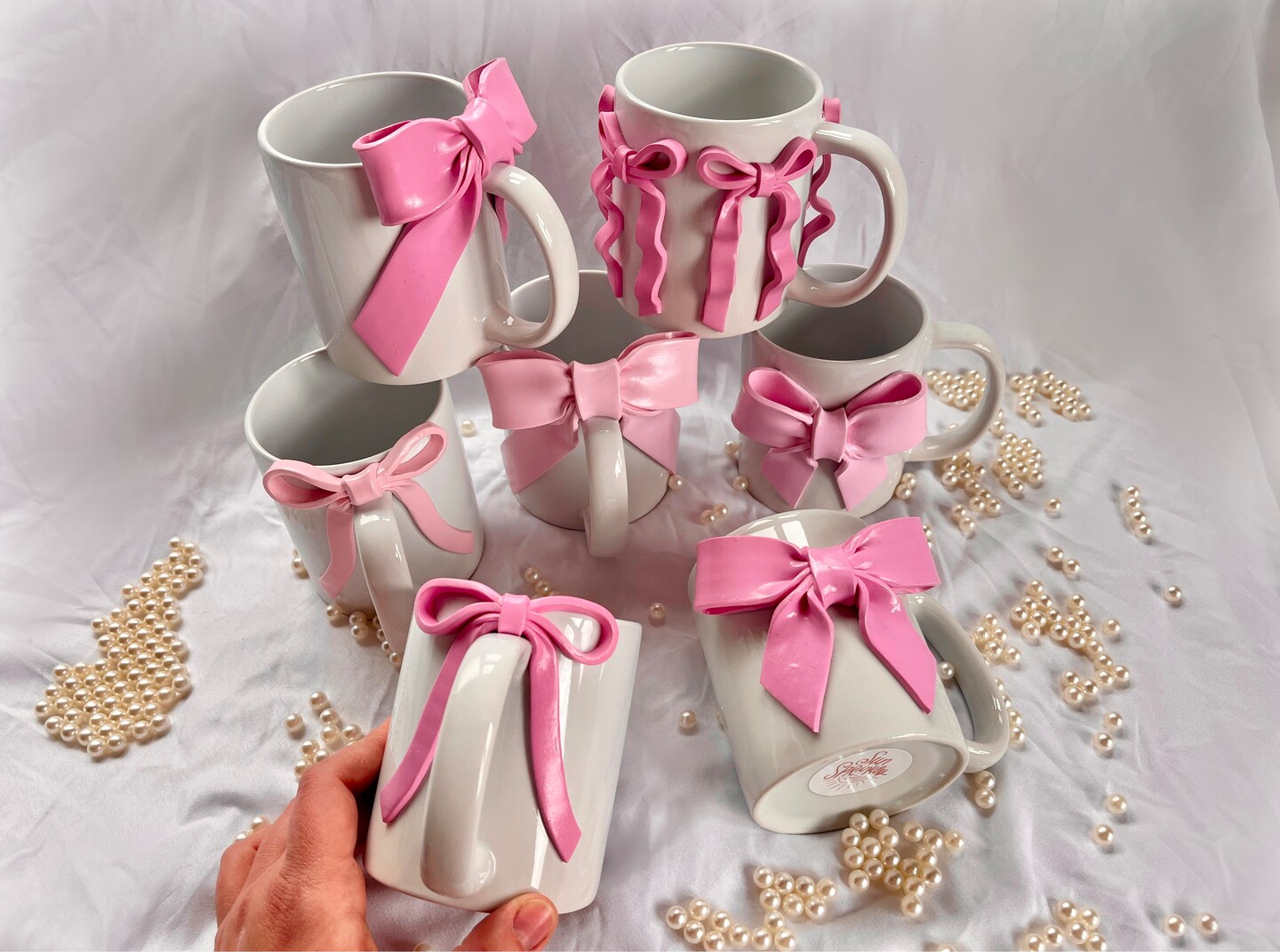 Coquette Pink Bow Mugs, Cute Ceramic Mug, Girly Pop Coffee Mug, Bow Decor, Modern ceramic cup, coffee lover gift, pink ribbons