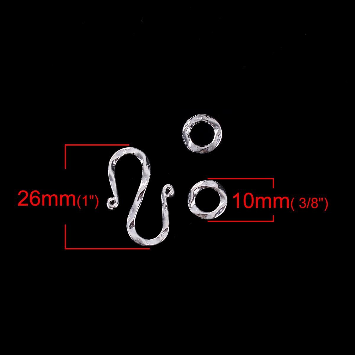 *20* 26x17mm Bright Silver Hammered S Shaped Hook Clasps