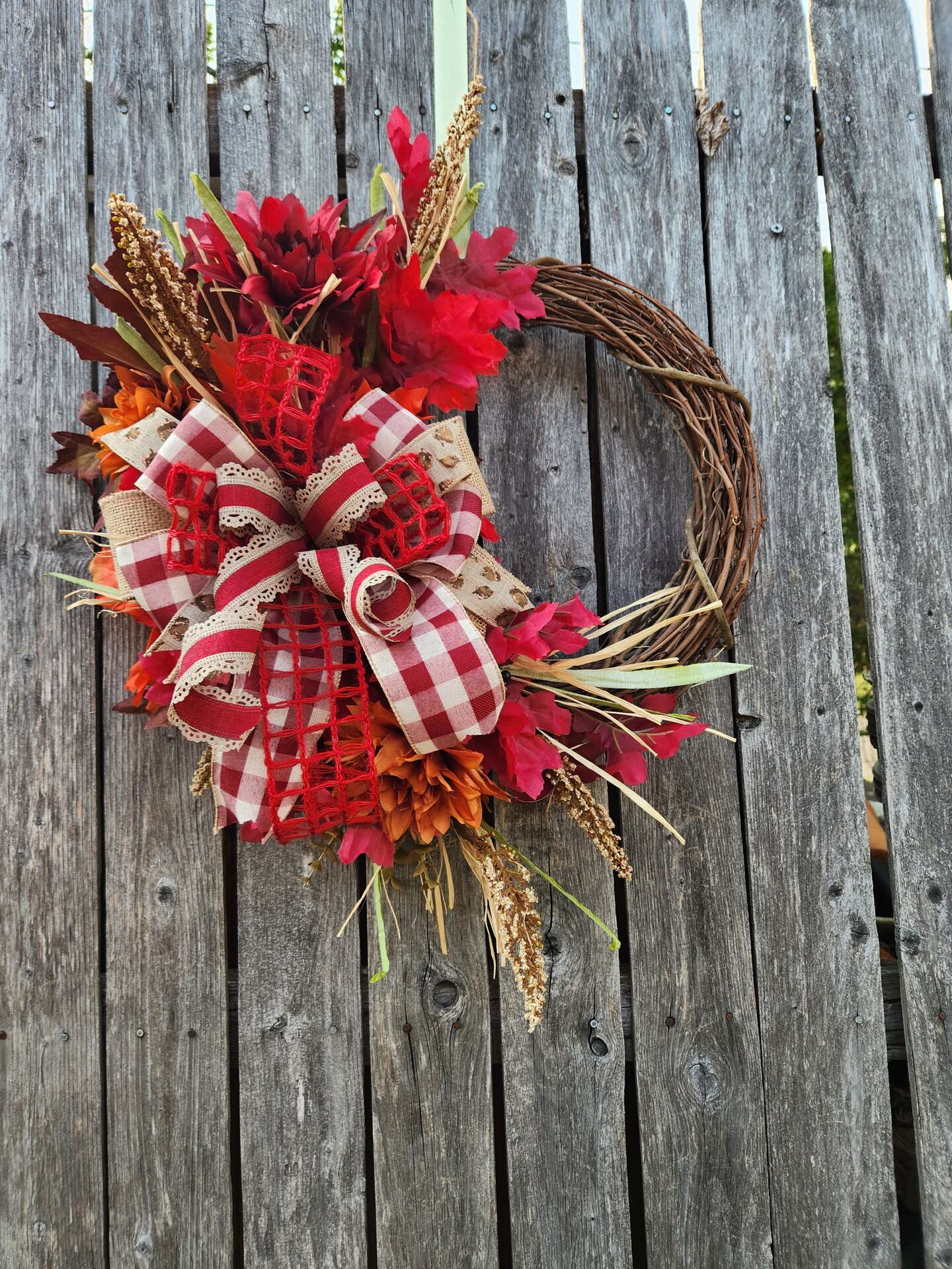 Fall Front Door Porch Autumn Thanksgiving buy Twig Grapevine large wreath with fall accents of Sunflowers and fall Bow