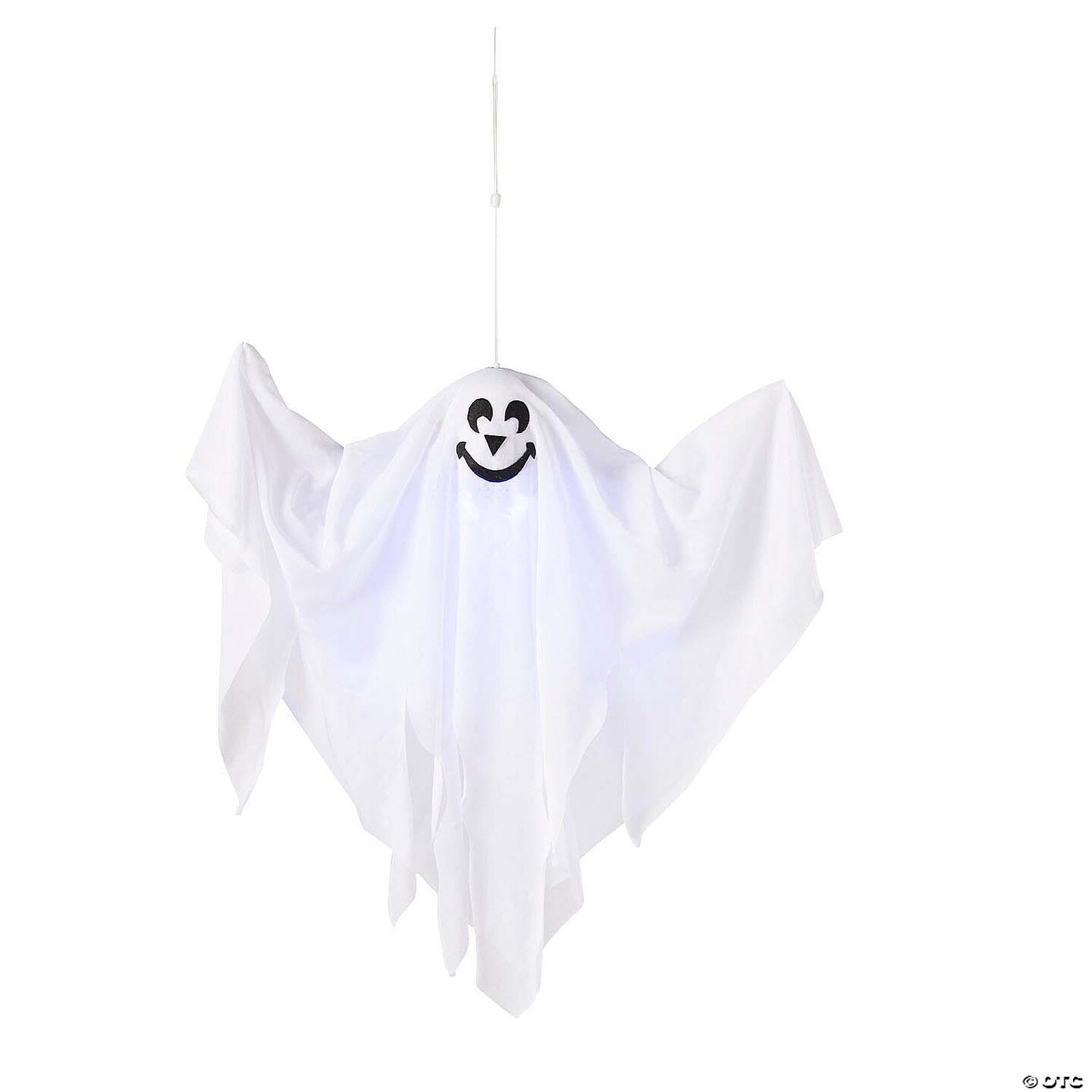 19 3/4&#x22; x 20 3/4&#x22; Hanging Light-Up Smiling Ghost Halloween Decoration