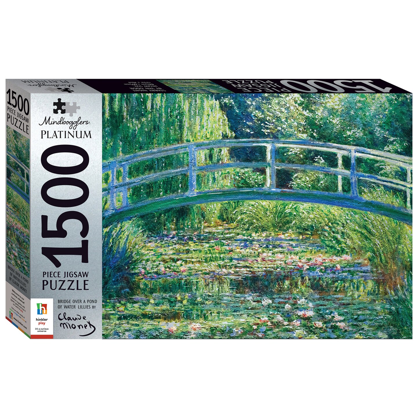 Mindbogglers Platinum 1500-Piece Jigsaw Puzzle: Bridge Over a Pond of Water Lilies by Monet - Jigsaws for Adults - Deluxe Jigsaw Puzzles - 33x26in - Intricate Puzzles - Advanced Jigsaws - Hobbies - Silver Jigsaw Puzzles