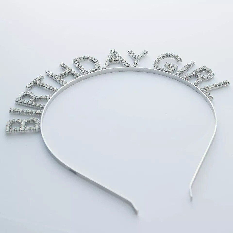 Birthday Girl Rhinestone Headband Party Tiara Crown (Birthday Girl Silver)
