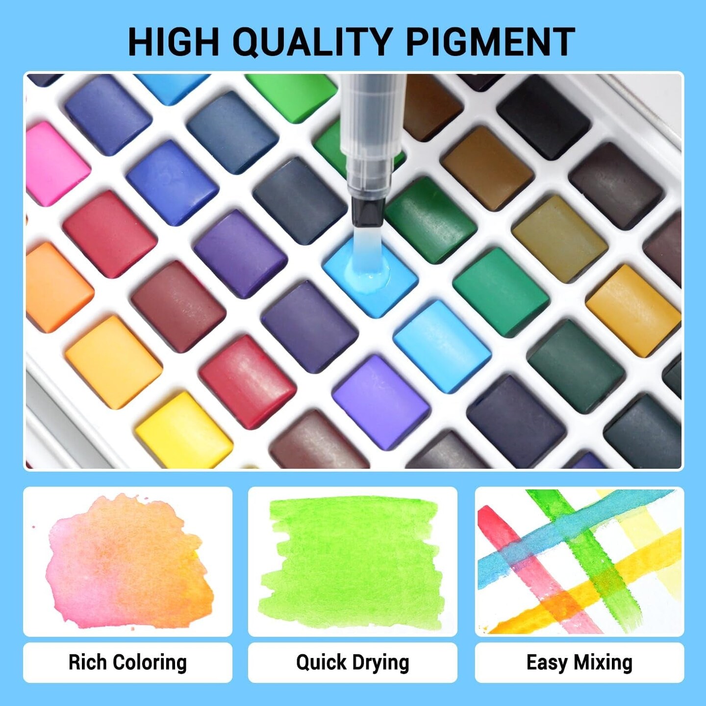 Watercolor Paint Set, 168 Vivid Colors with Regular, Macaron, Metallic &#x26; Fluorescent Colors, Travel Watercolor Set Including Palette, Water Brush Pens, Art Supplies Kit Great for Artists, Beginners