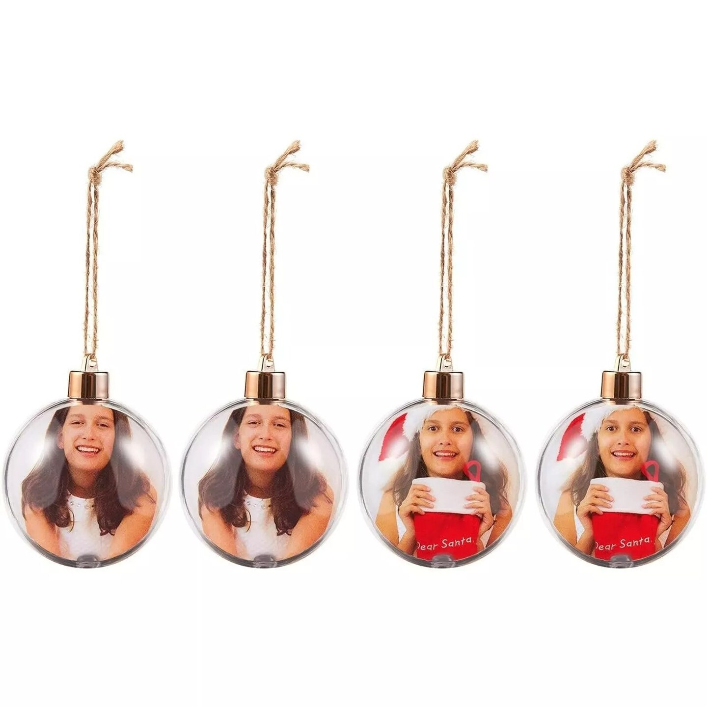 4 Pack Photo Ornaments Ball for Christmas Tree DIY Craft Hanging Tree D&#xE9;cor 2.7&#x22;