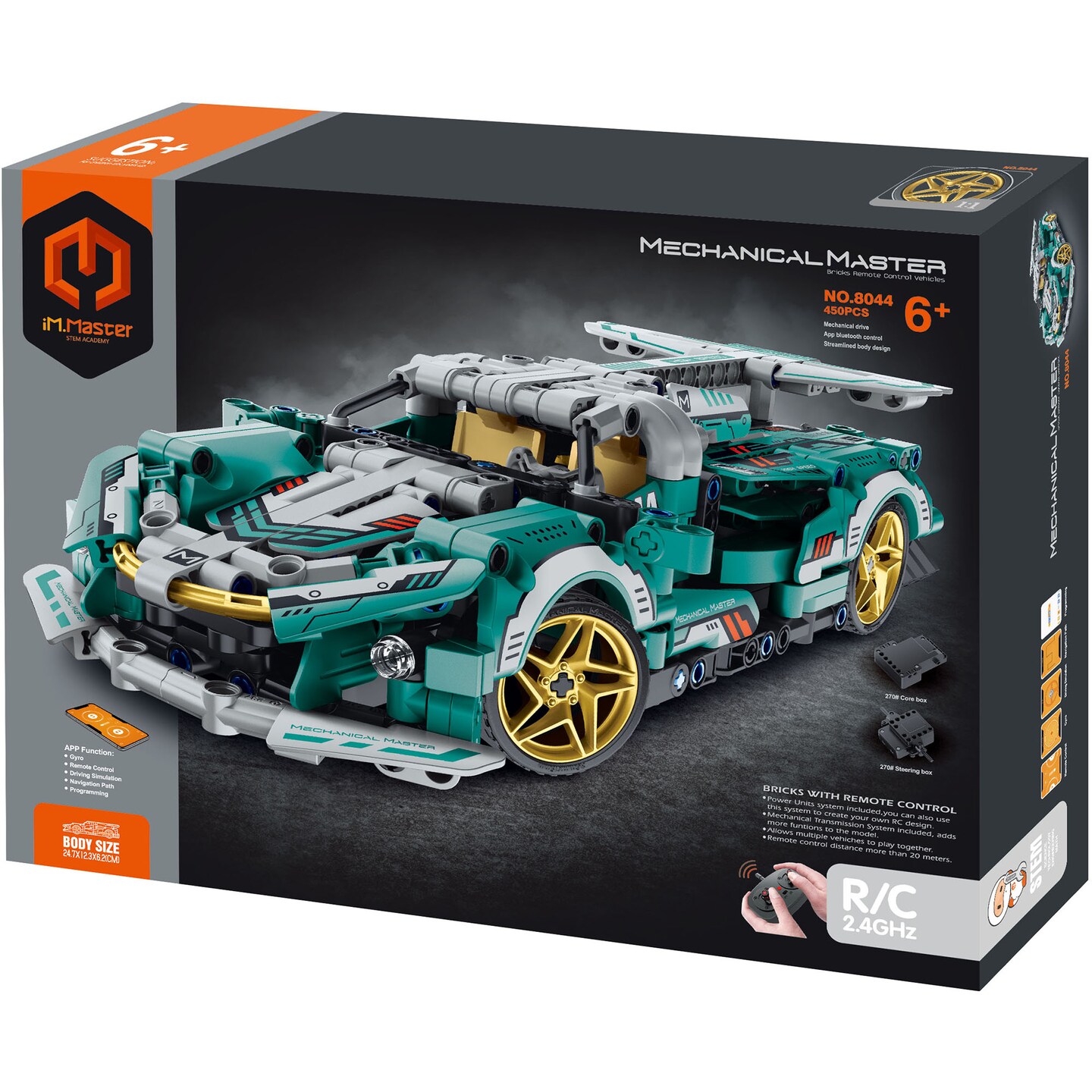 iM.Master STEM Academy: Mechanical Master - R/C Super Car: Green 450pcs - Bricks Model Vehicle With 2.4G Remote Control, Building Blocks Activity Set