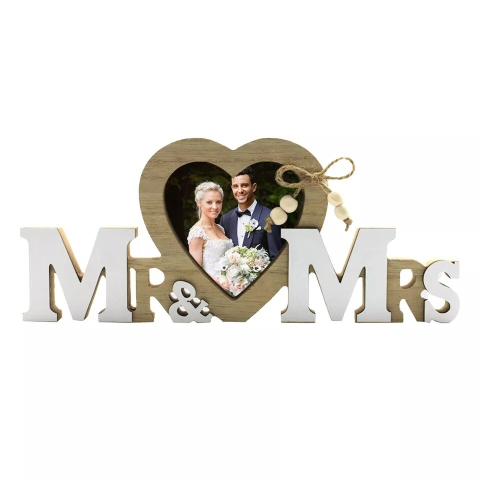 Wedding Photo Frame Heart Picture Letter Frame Home Decoration MR &#x26; MRS Crafts