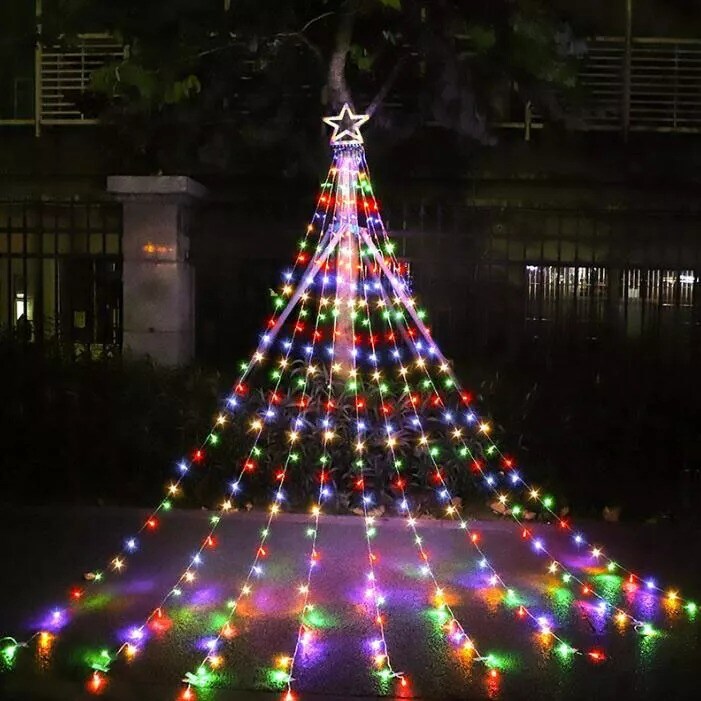 317LED Christmas Tree Waterfall String Light Outdoor Waterproof Xmas Party Decor