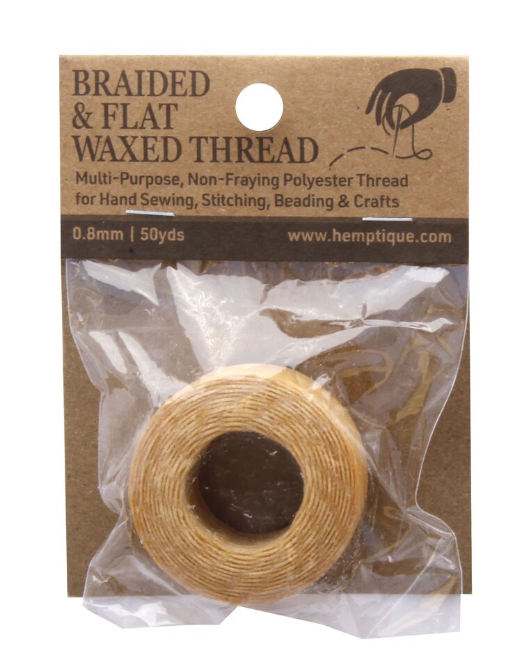 Hemptique Multi-Purpose 0.8mm Braided &#x26; Flat Poly Waxed Thread Card