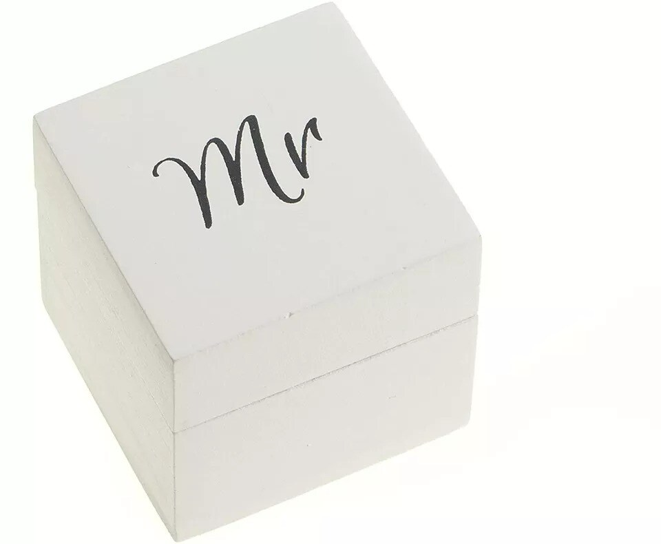 Wood Ring Bearer Box Wedding Engagement Ring Holder Box (White &#x26; Black Set of 2)