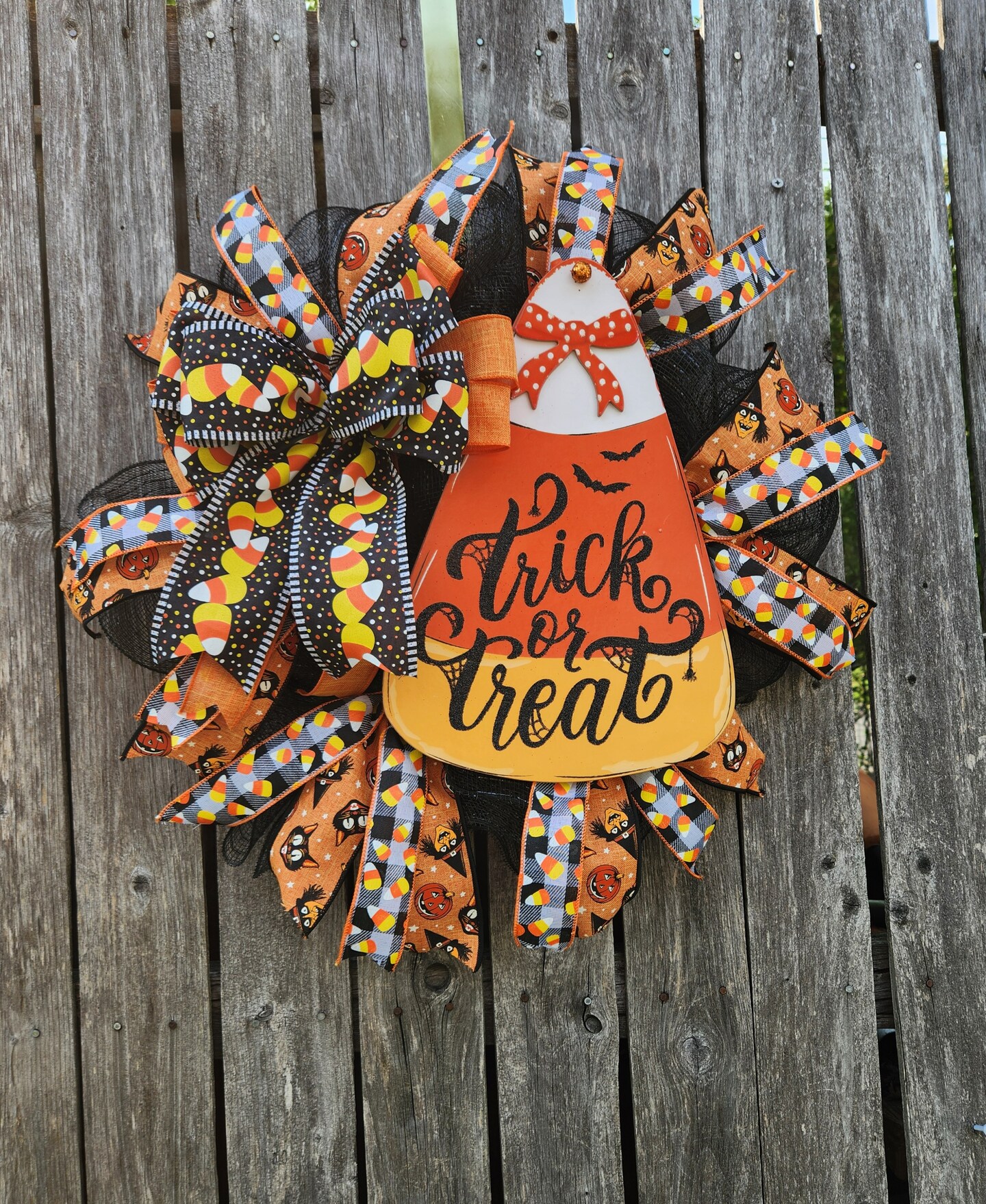 Halloween Wreath, Trick or Treat Wreath, Halloween Front door newest wreath, Candy Corn Wreath