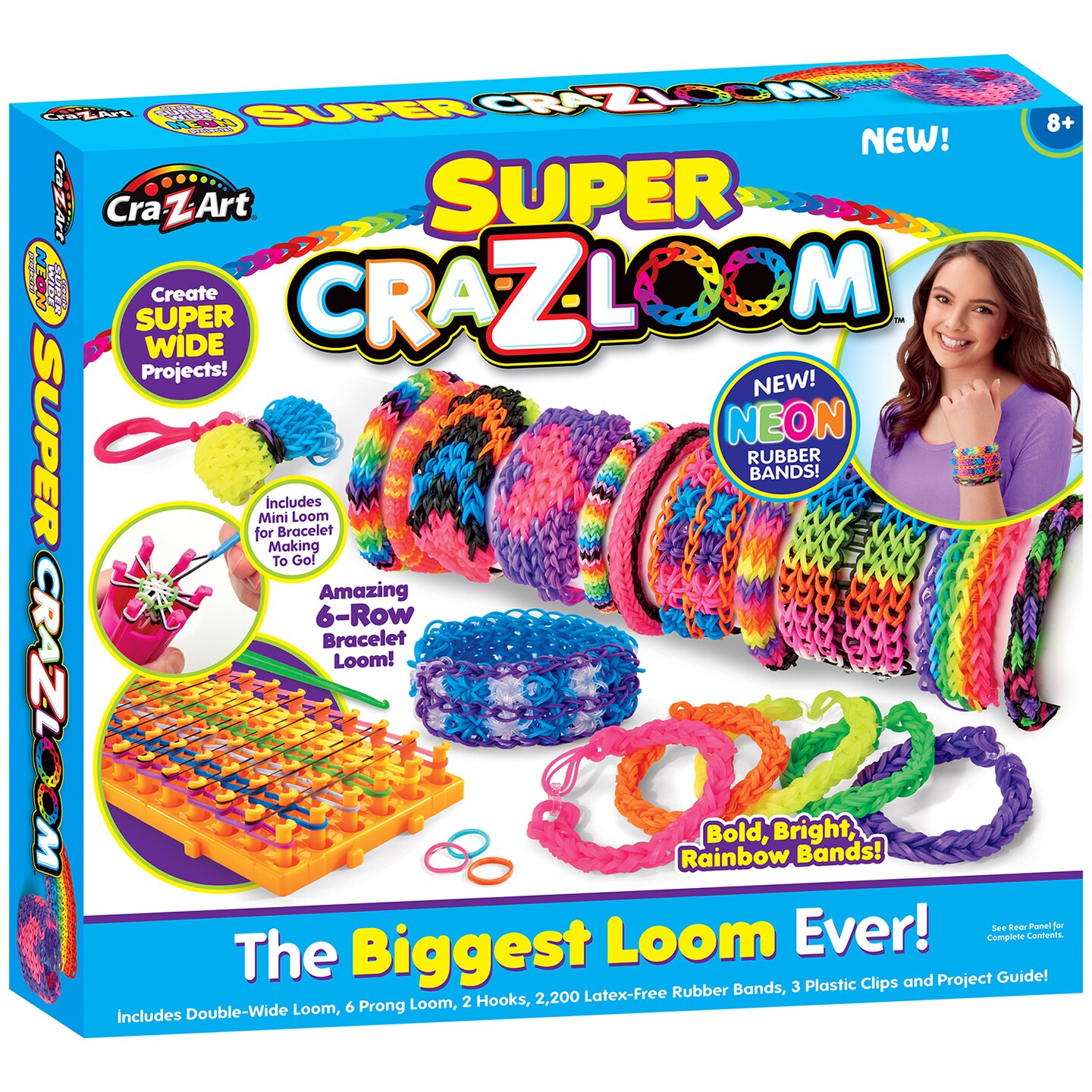 Cra-Z-Art: DIY Bracelet Loom Kit, 2200 Latex Free Color Bands, 6 Row Loom, Ages 8+