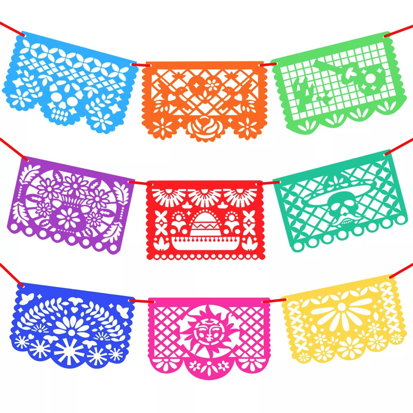 Mexicano Fiesta Papel Picado Thick Felt Mexican Festival Decoration Paper Banner