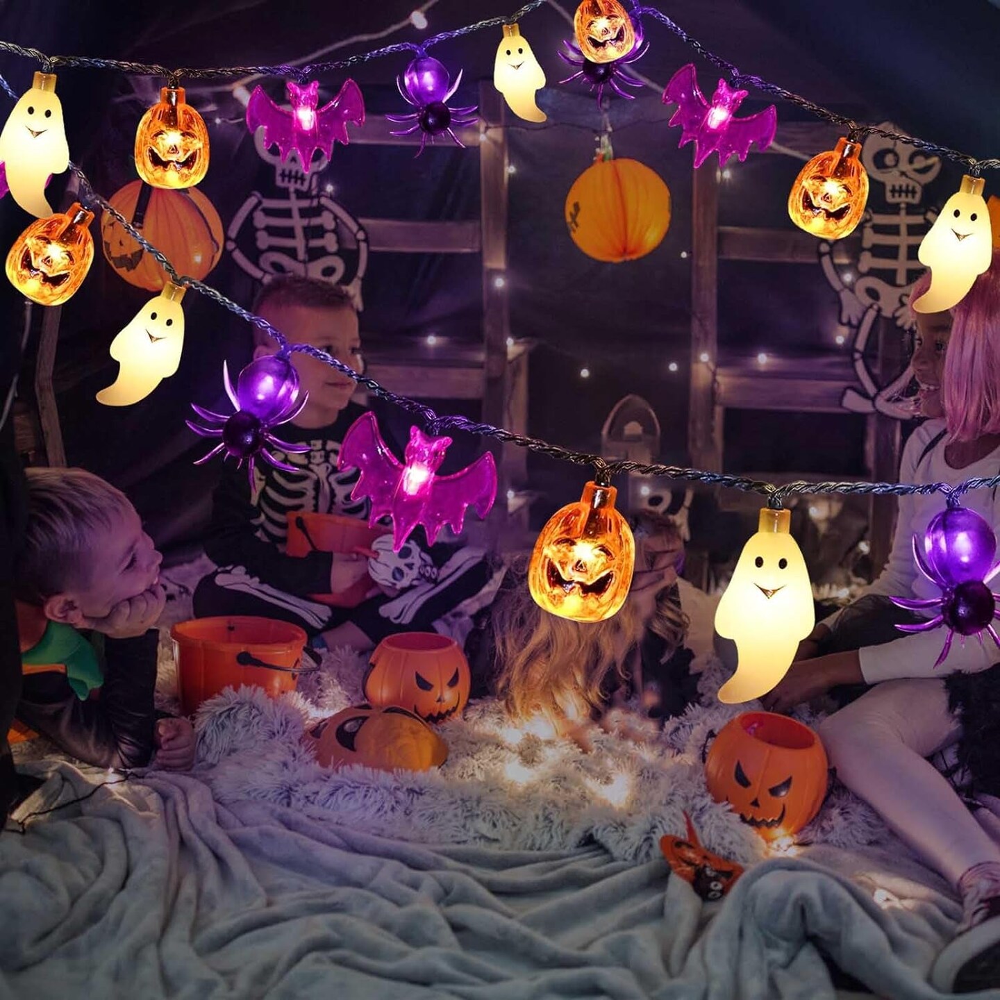 Solar Powered Halloween Lights, 40 LED, 8 Modes, Waterproof, Auto On/Off, Outdoor Use