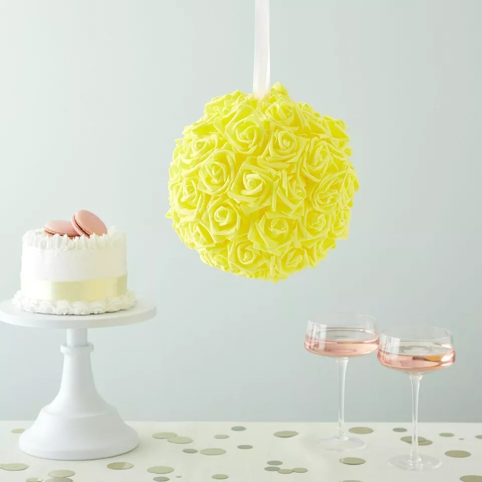 100 Pack Yellow Artificial Flowers, Bulk Stemless Fake Foam Roses, 3 in