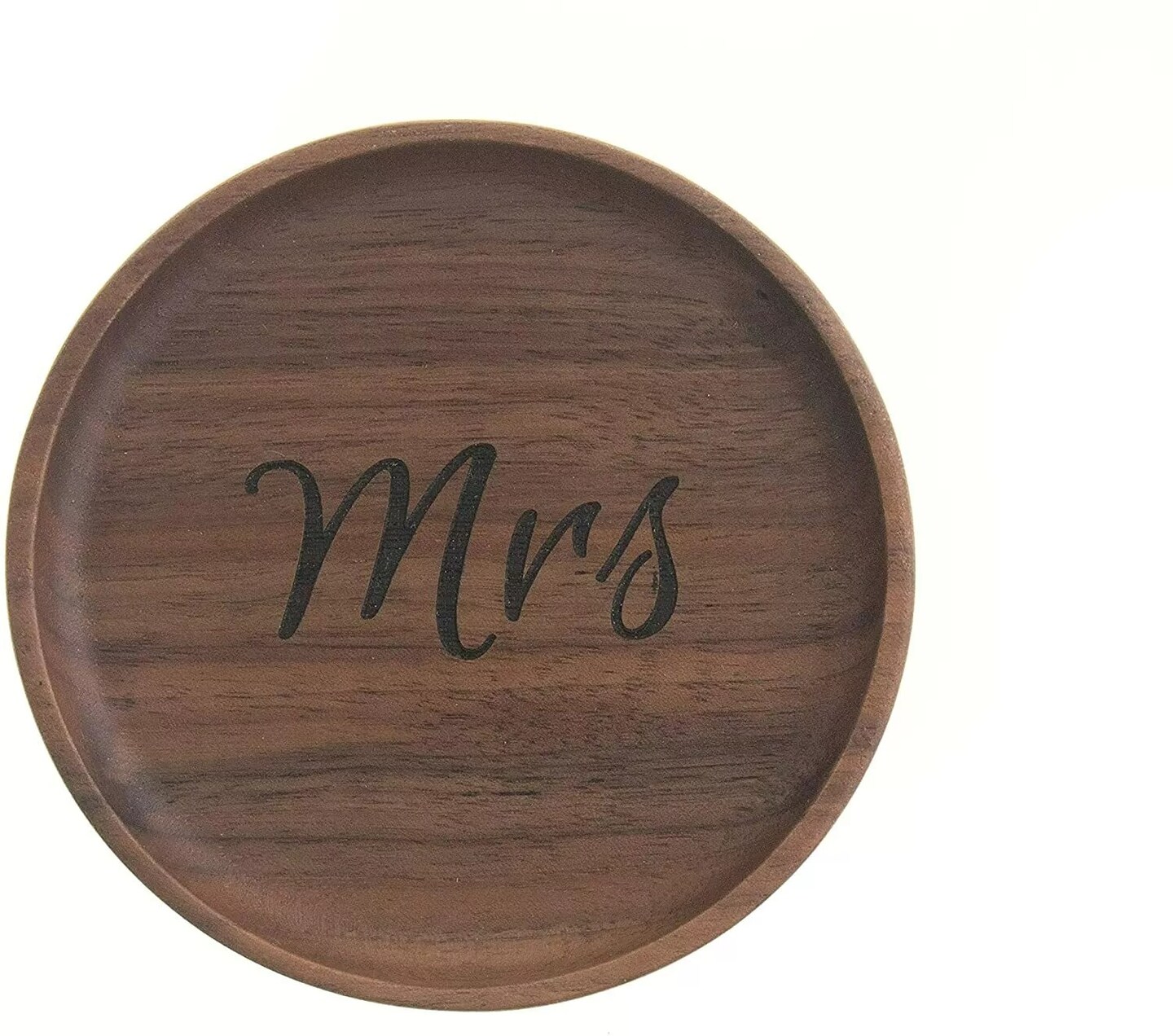 Mrs. Wooden Ring Holder Dish, Gift for Bride to Be, Wood Jewelry Tray (Mrs)