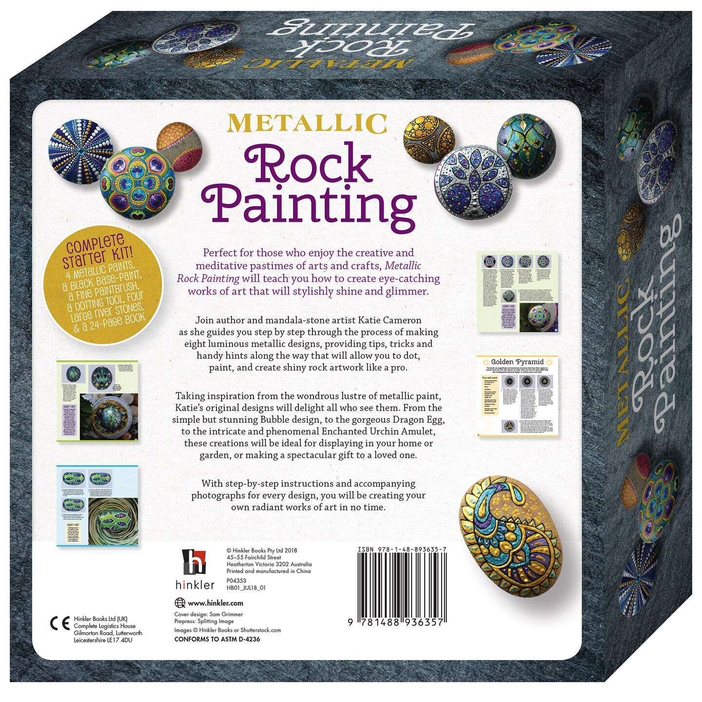 Metallic Rock Painting Box Set - DIY Rock Painting for Adults - Rocks, Brush, Paint Included - Mandala Stone Artist - Create Rock Artwork at Home - Arts and Craft for Adults - Adult Hobbies