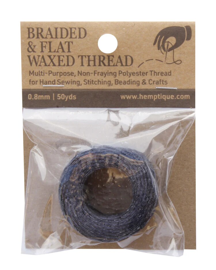 Hemptique Multi-Purpose 0.8mm Braided & Flat Poly Waxed Thread Card