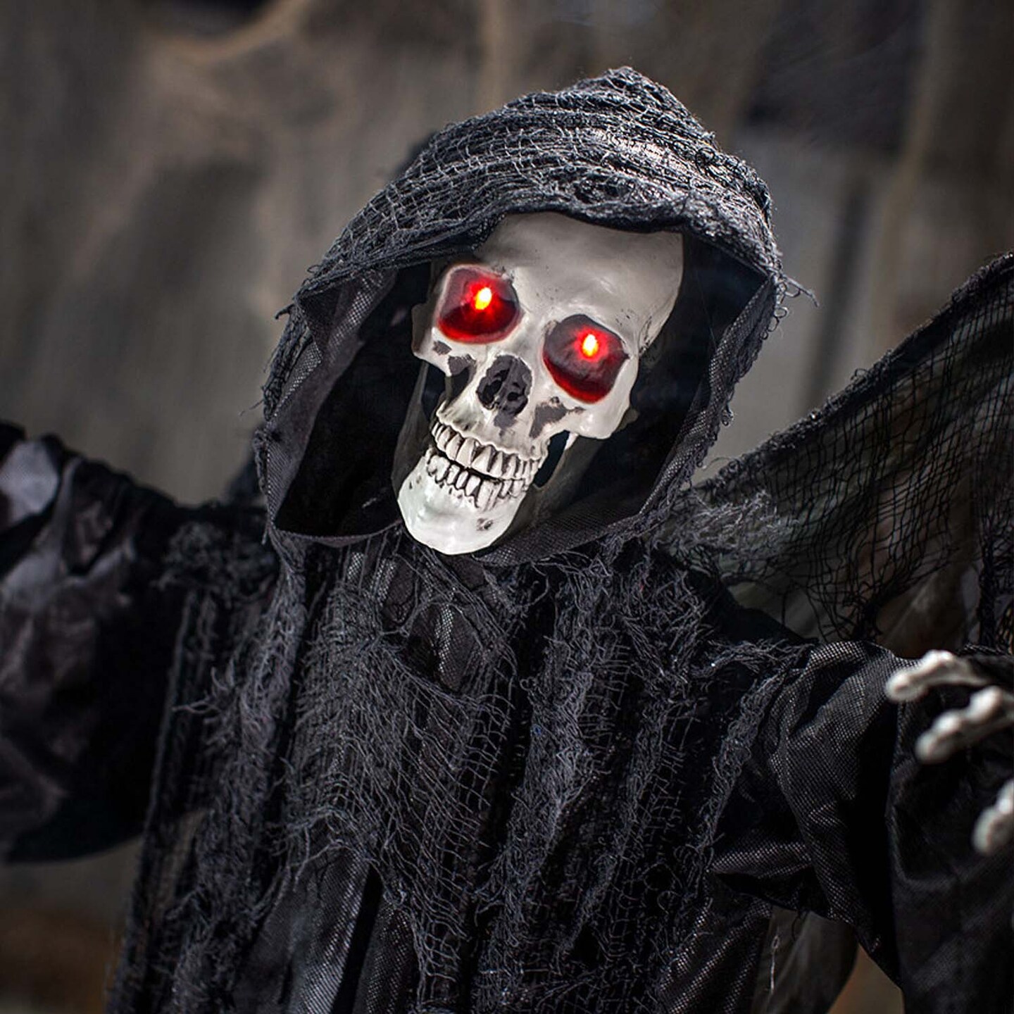 6 Ft. 2 3/4&#x22; Skeletal Reaper with Wings Animated Prop for Halloween