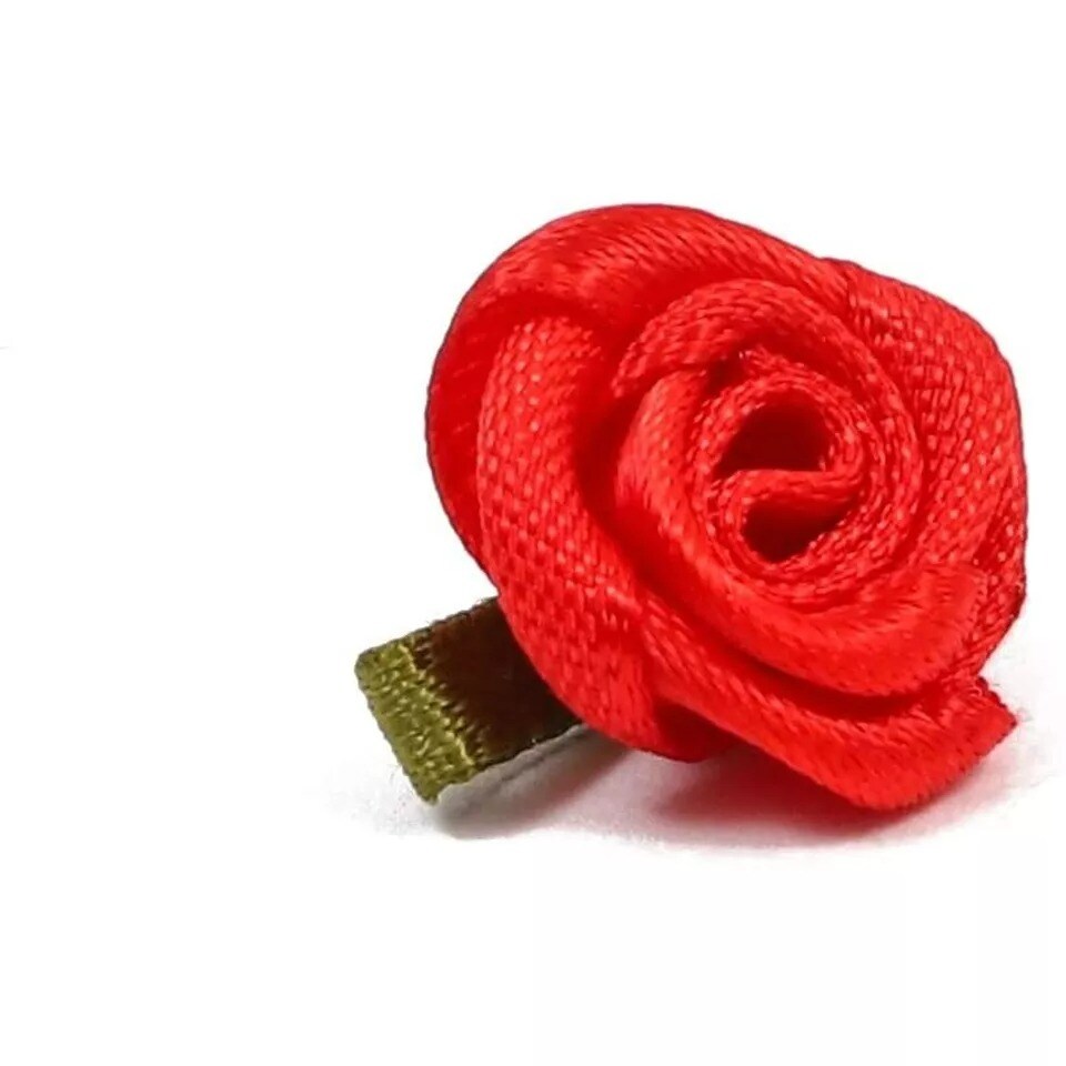 Ribbon Red Rose Flower Heads, Floral Decorations for Crafts (1 in, 200 Pack)