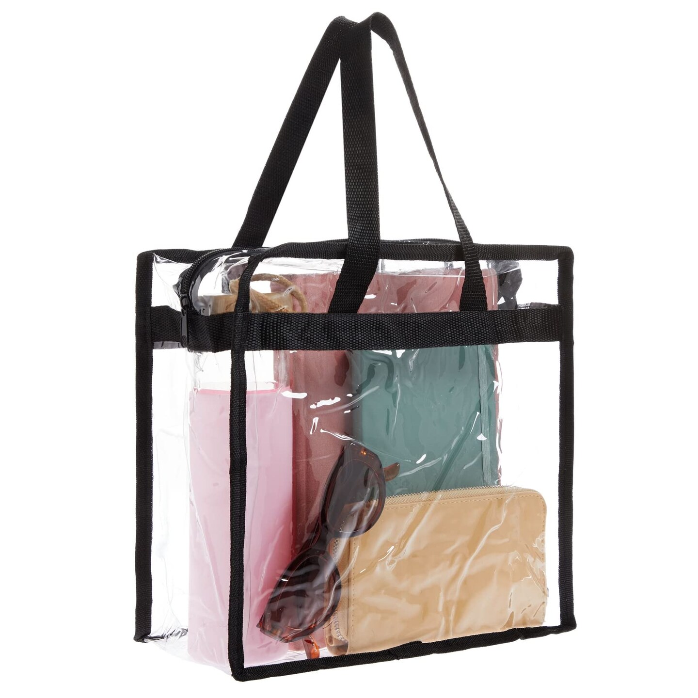 2 Pack Clear Stadium Approved Bags - 12x6x12 Large Transparent Tote Bags with Zippers and Handles for Concerts, Sporting Events, Music Festivals, Work, School, Gym