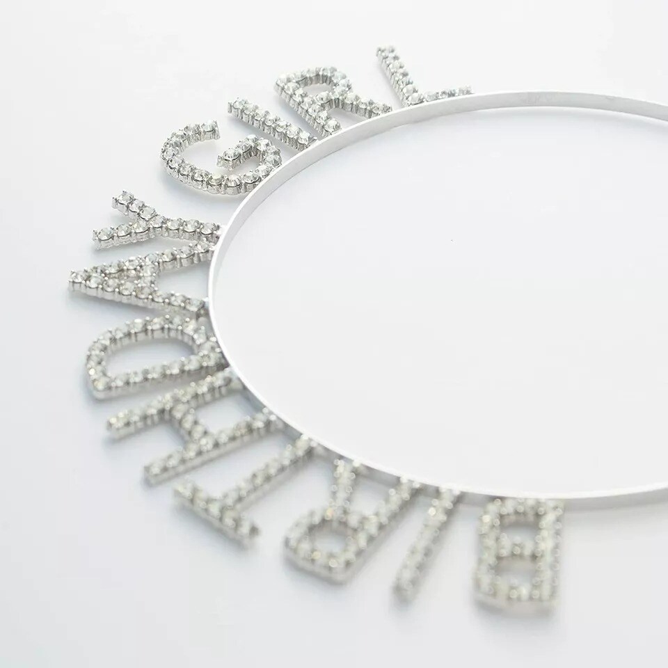 Birthday Girl Rhinestone Headband Party Tiara Crown (Birthday Girl Silver)