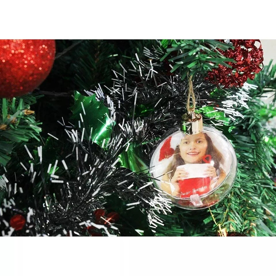 4 Pack Photo Ornaments Ball for Christmas Tree DIY Craft Hanging Tree D&#xE9;cor 2.7&#x22;