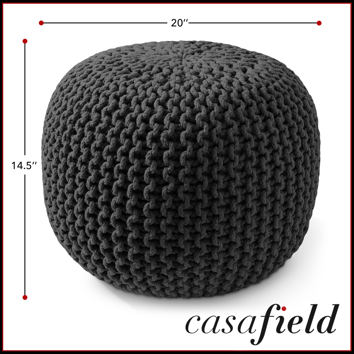 Casafield Pouf Ottomans, Cotton Knit Foot Stools, Boho Floor Pouffes for Living Room, Bedroom, Home Office