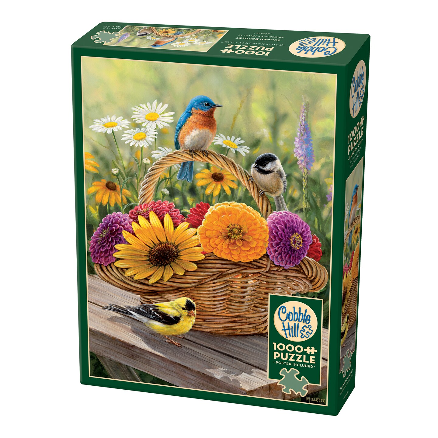 Cobble Hill 1000 Piece Puzzle - Bastin Bouquet - Sample Posters Included