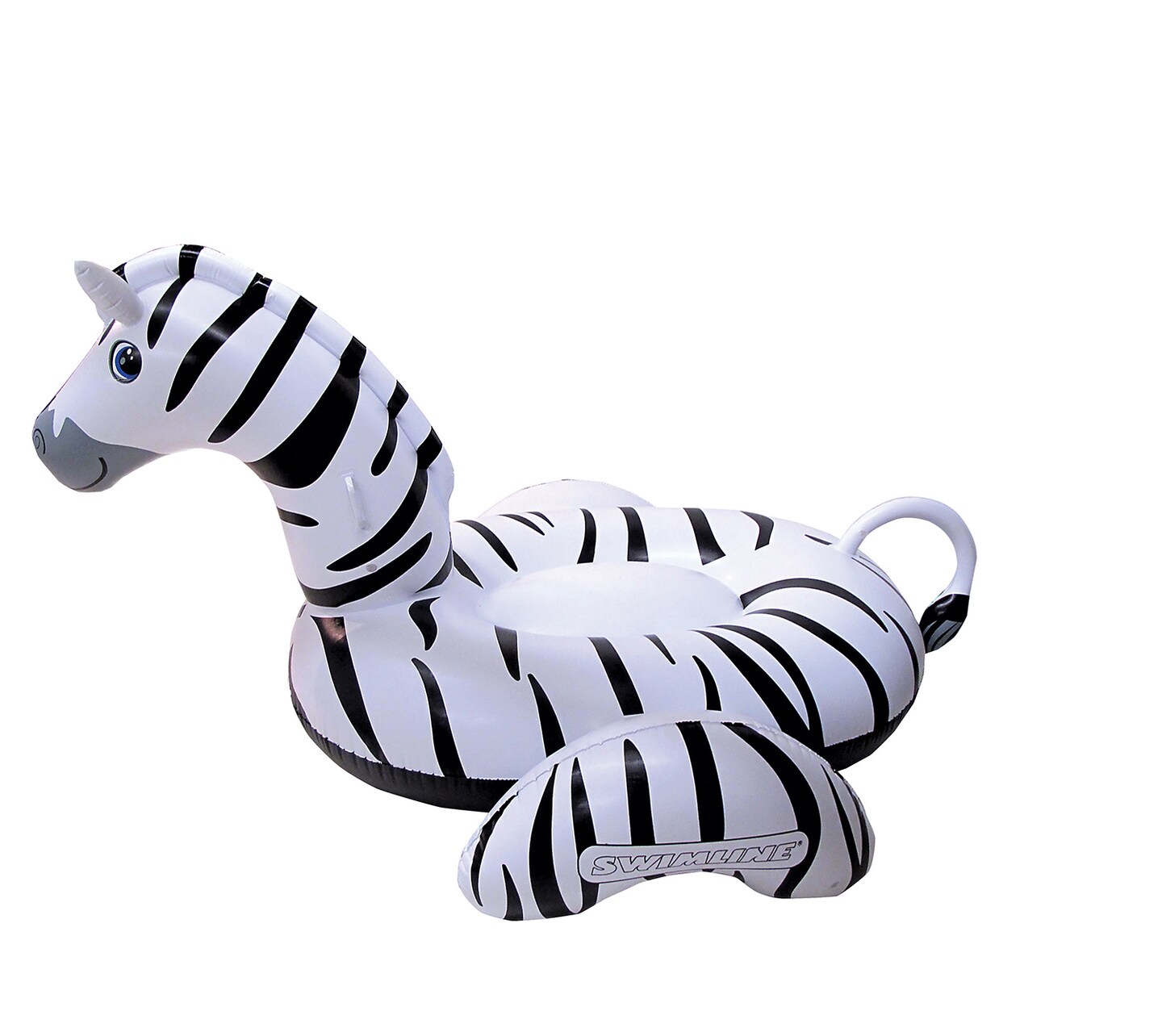 Swim Central 64&#x22; Inflatable Black and White Giant Zebra Swimming Pool Ride-On Lounge