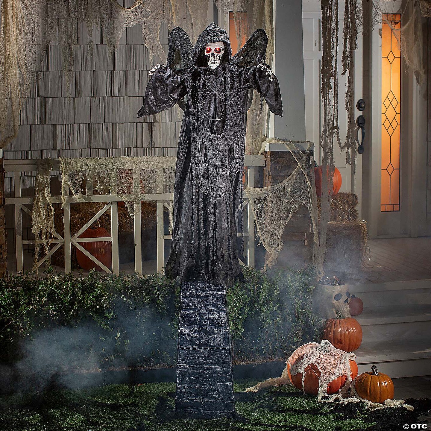 6 Ft. 2 3/4&#x22; Skeletal Reaper with Wings Animated Prop for Halloween