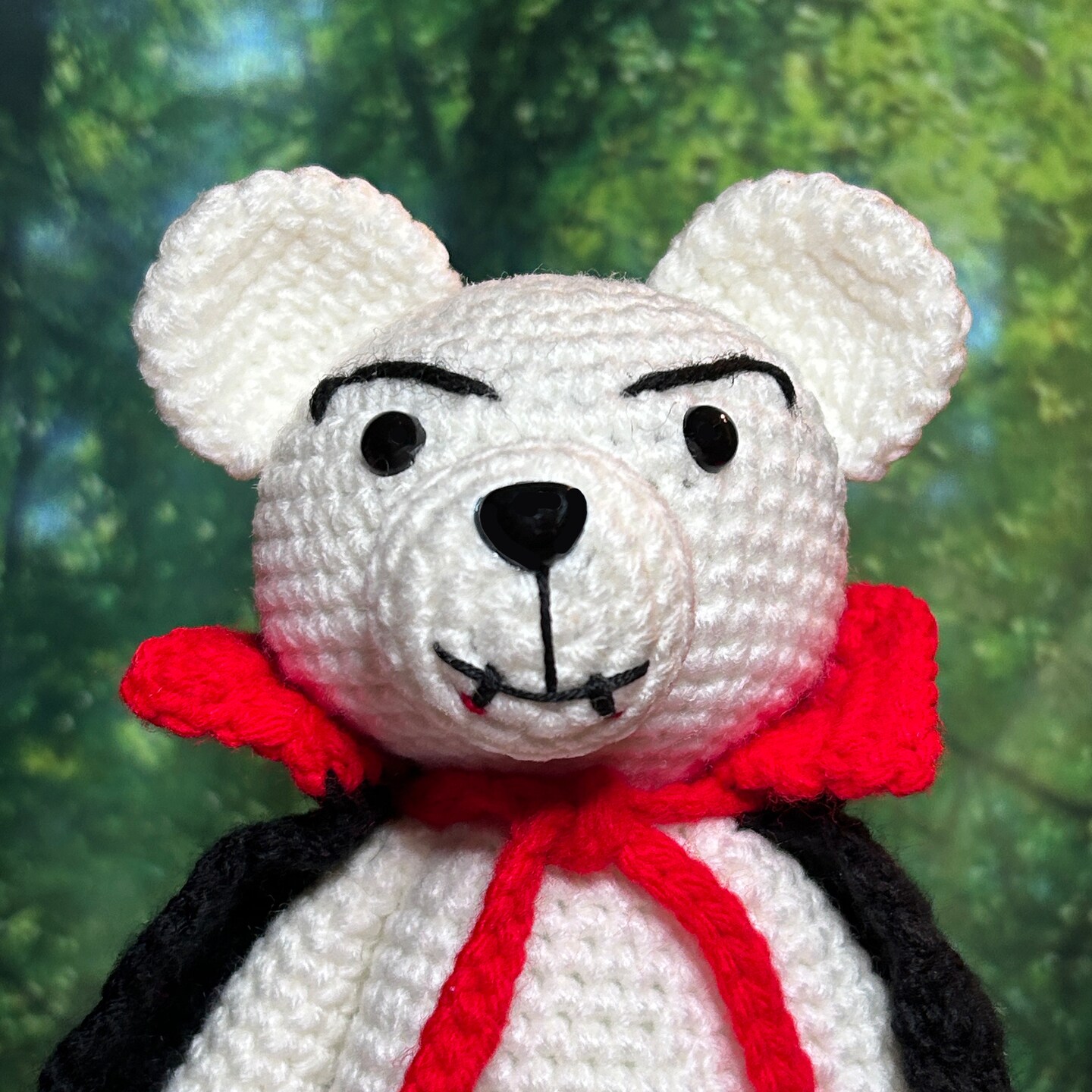 Handmade Crochet Vampire Teddy Bear, Halloween Decor or Horror Fan