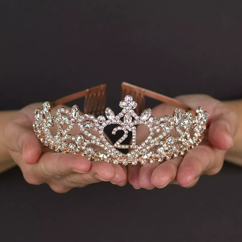 Ella Celebration 21 Tiara 21st Birthday Party, Party Accessories - Rose Gold