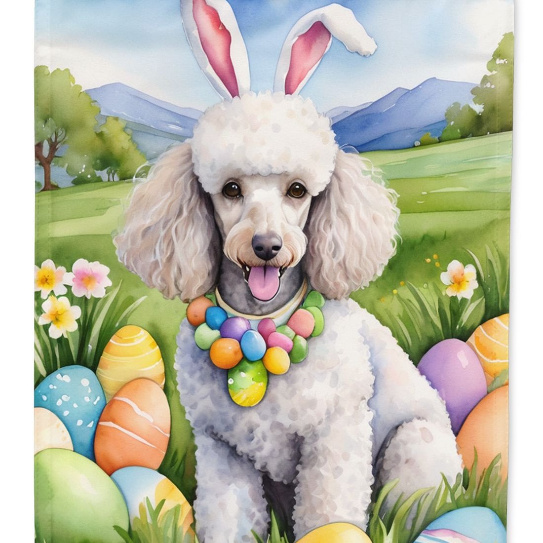 Edge Collections - 11.25" X 15.50" - White - Decorative Poodle Easter Egg Hunt Artwork - 1 Piece